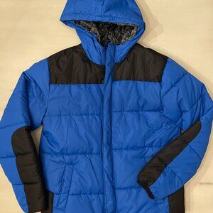 Boys XXL Wonder Nation Blue Black Hooded Winter Coat